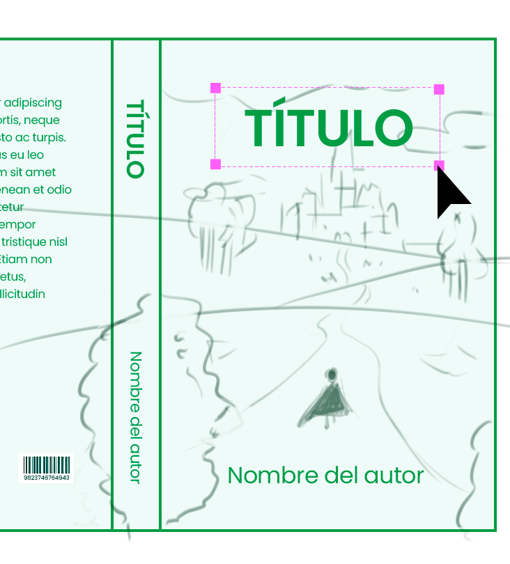 Ejemplo de portada ilustrada maquetada con lomo y contraportada para libro autopublicado